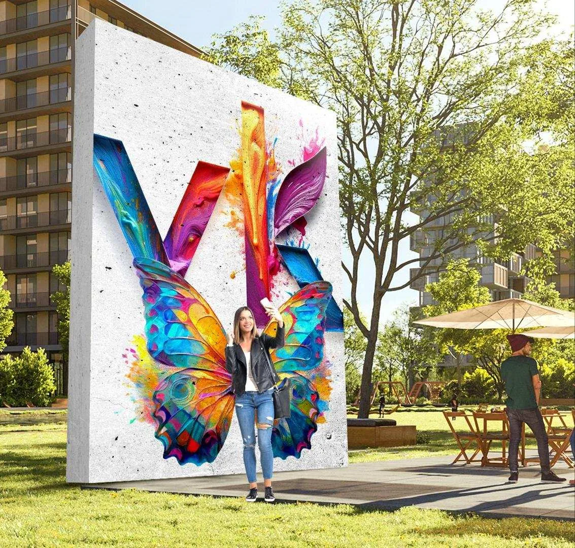 Painel de arte urbana instalado em uma praça do bairro